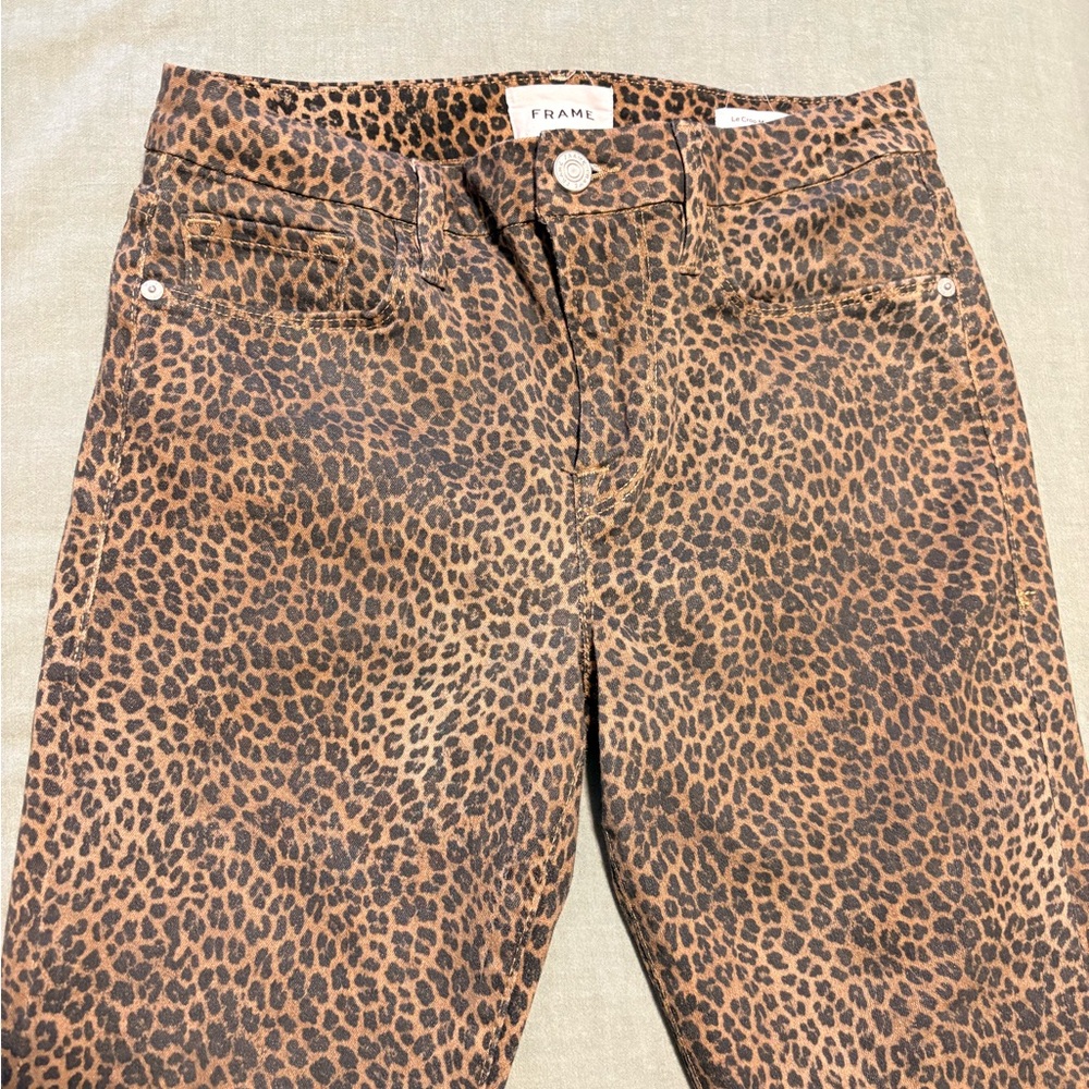 Frame Denim Brown Leopard High Rise Jeans